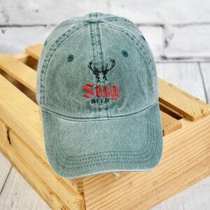 Vintage y2k 90s Unstructured Green Cotton Embroidered Stag Beer Logo Cap / Hat